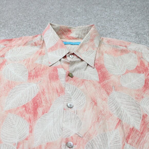 Tori Richard Shirt Mens Large Pink Floral 100% Cotton Lawn Short Sleeve Button - Picture 4 of 12